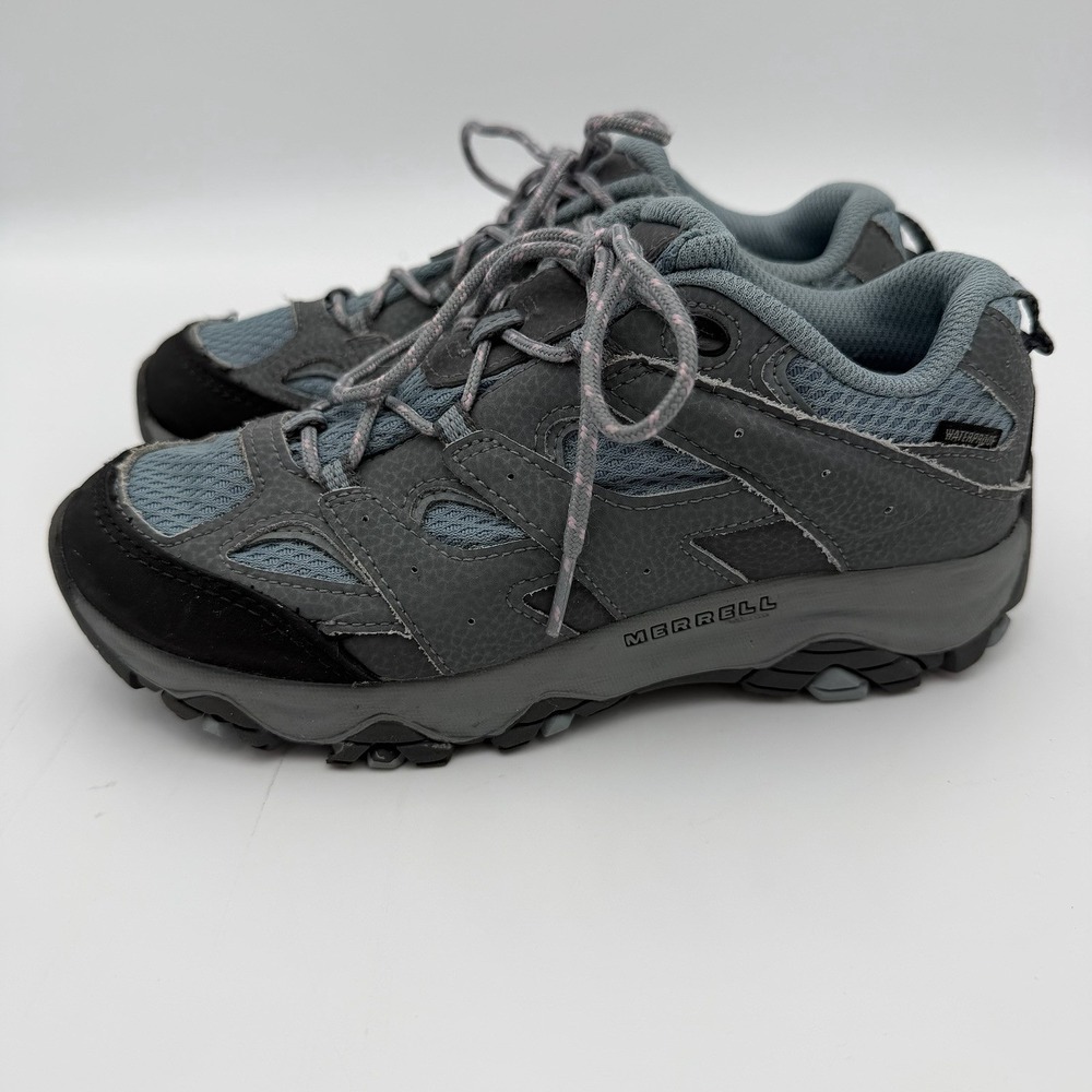 Merrell Moab 2 Low Kids US 3 M Hiking Shoes Athletic Sneakers leather blue gray